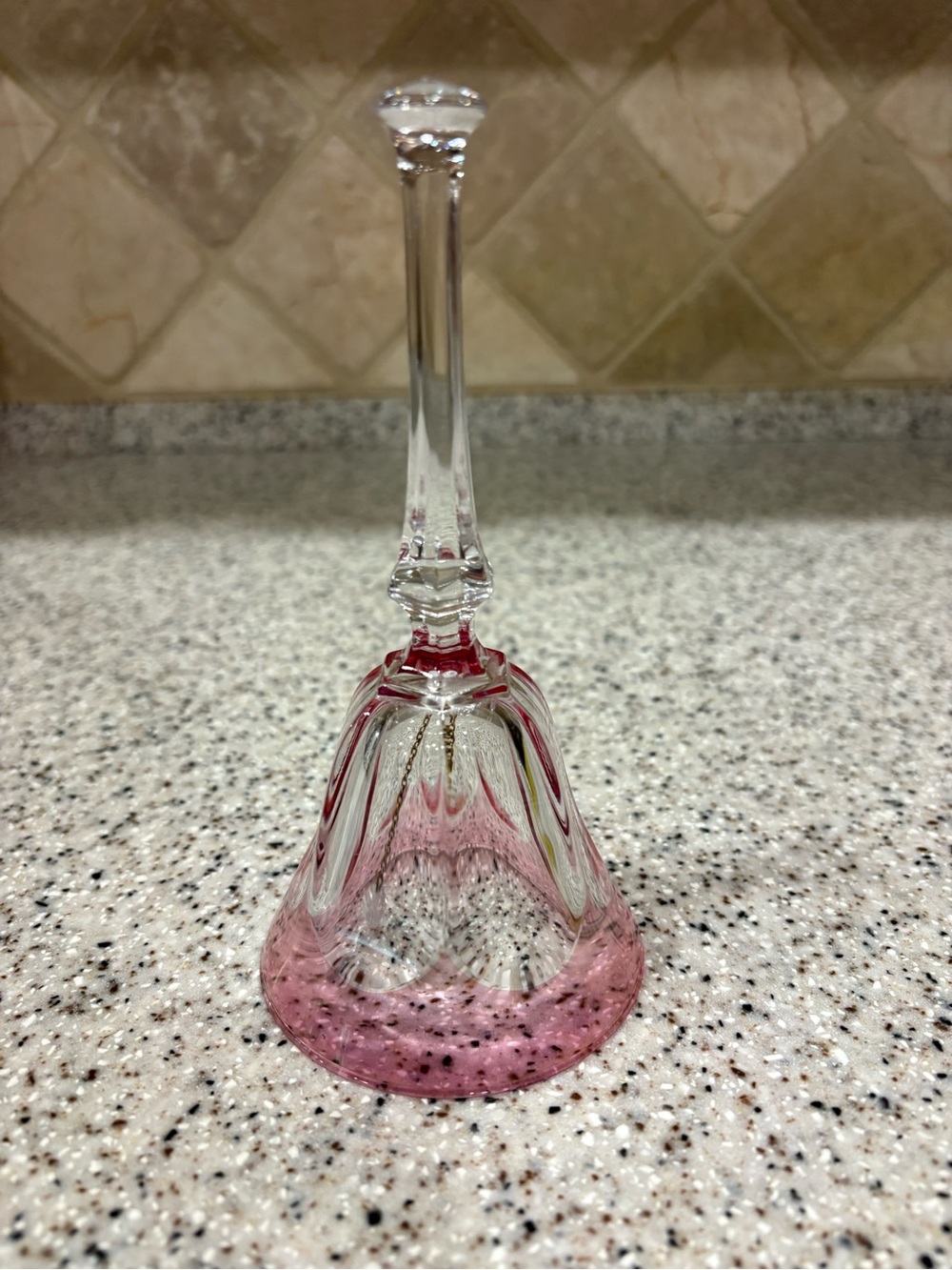 BEAUTIFUL VINTAGE FRENCH BAYEL CRISTALLIN CRANBERRY/ROSE FLASH CUT CRYSTAL BELL